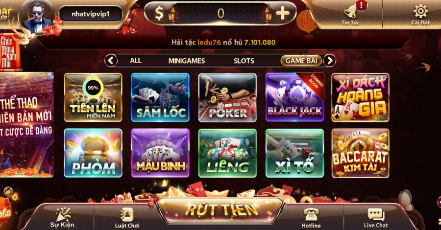 Game bài NhatVip mang đến sự đa dạng của các trò chơi từ truyền thống đến hiện đại